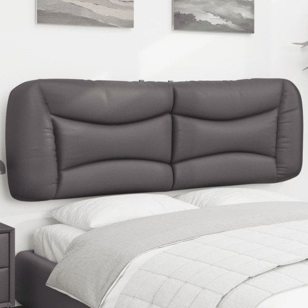 Cabecero de cama acolchado cuero sintético gris 160 cm D