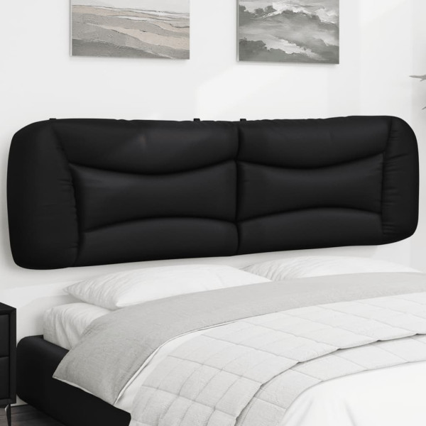 Cabeça de cama acolchada de couro sintético preto 180 cm D