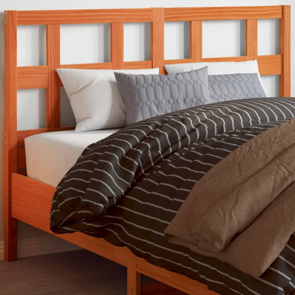 Cabecero de cama madera maciza de pino marrón cera 135 cm D