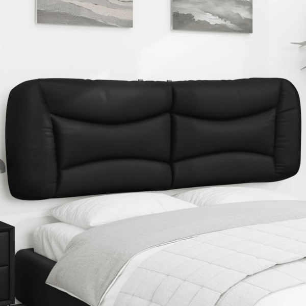 Cabecero de cama acolchado cuero sintético negro 160 cm D