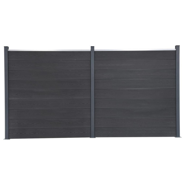 Conjunto de painel de cerca WPC cinza 353x186 cm D