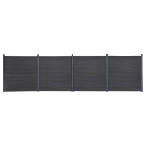 Conjunto de painel de cerca WPC cinza 699x186cm D