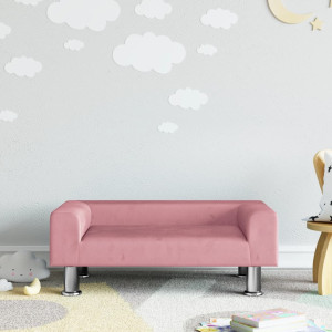 Sofá para niños de terciopelo rosa 70x45x26.5 cm D