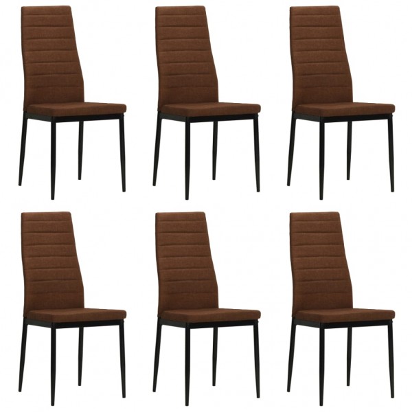 Cadeiras de jantar 6 unidades de tecido marrom D