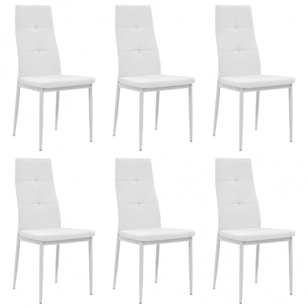 Cadeiras de jantar 6 unidades de couro artificial branco D