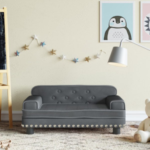 Sofá para niños de terciopelo gris oscuro 70x45x30 cm D