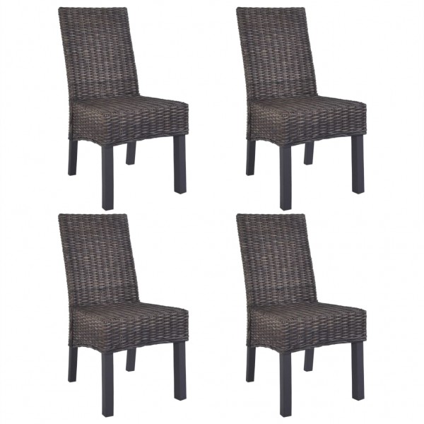 Cadeiras de jantar 4 unidades ratão Kubu e madeira manga marrom D