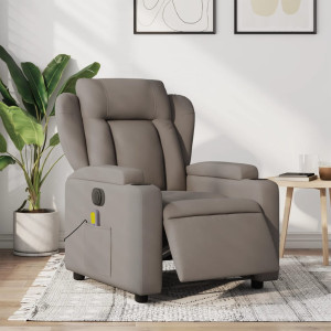 Sillón reclinable de masaje eléctrico tela gris taupe D