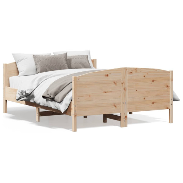 Estrutura de cama com cabeçalho de madeira maciça de pinho 120x190 cm D