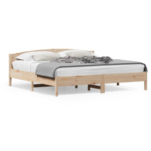 Estructura de cama con cabecero madera maciza pino 180x200 cm D
