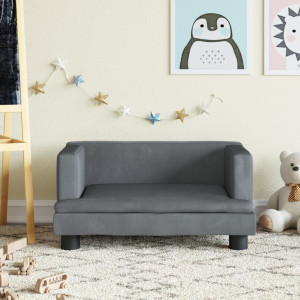 Sofá para niños de terciopelo gris oscuro 60x40x30 cm D