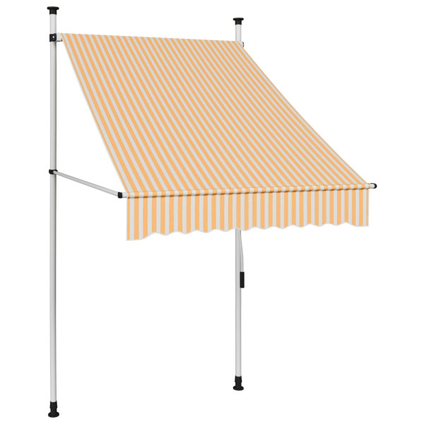 Toldo manual retrátil de 100 cm laranja e branco a riscas D