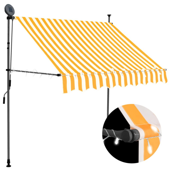 Toldo manual retráctil con LED blanco y naranja 100 cm D