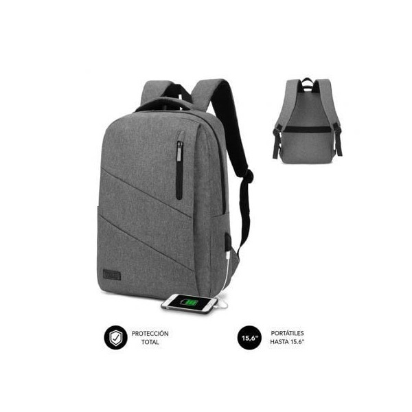 Mochila subblim city backpack para portátiles hasta 15.6'/ puerto usb/ gris D