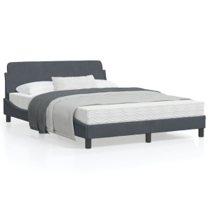 Estructura cama con cabecero terciopelo gris oscuro 140x200 cm D
