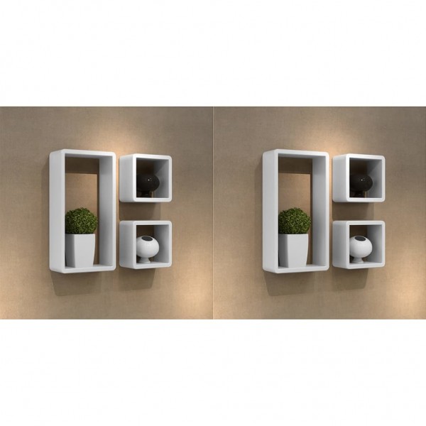 Estanterías de cubos para pared 6 unidades blanco Estanterías de cubos para pared 6 unidades blanco D