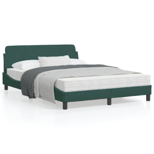 Estructura cama con cabecero terciopelo verde oscuro 120x200 cm D