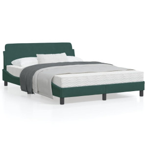 Estructura cama con cabecero terciopelo verde oscuro 140x200 cm D