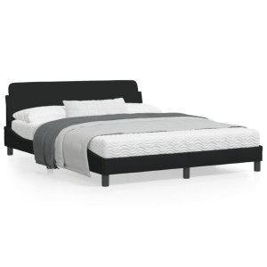 Estructura de cama con cabecero de tela negro 160x200 cm D