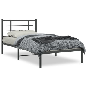 Estructura de cama con cabecero metal negro 107x203 cm D
