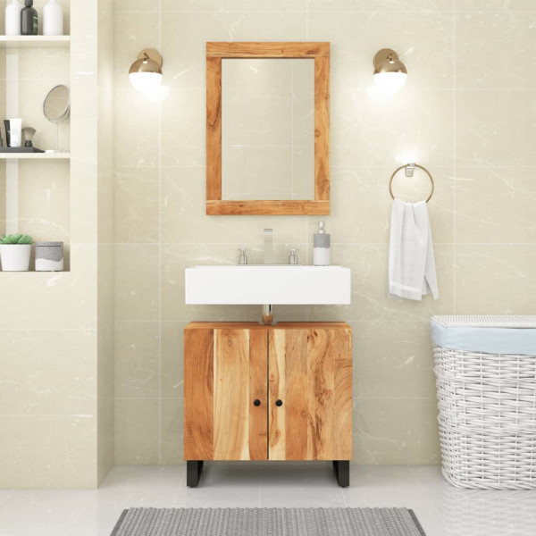 Conjunto de muebles de baño 2 piezas madera maciza de acacia D