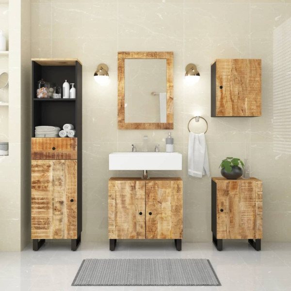 Conjunto de muebles de baño 5 piezas madera maciza de mango D