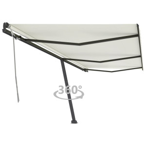 Toldo de pie retráctil manual crema 600x350 cm D