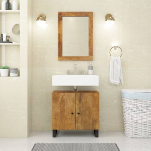 Mueble de lavabo madera mango y madera ingeniería 62x33x58 cm D