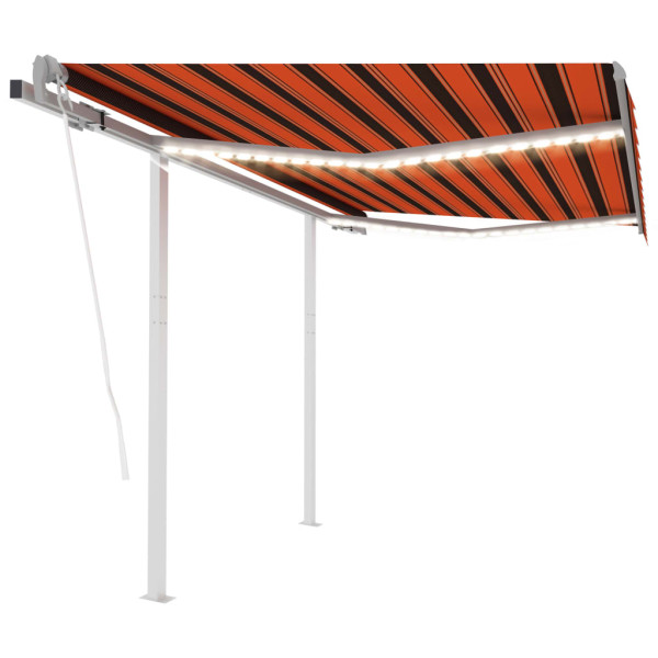 Toldo automático LED y sensor de viento naranja marrón 3x2.5 m D