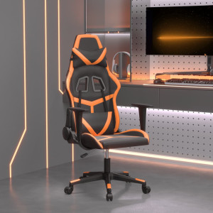 Silla gaming de masaje cuero sintético negro y naranja D