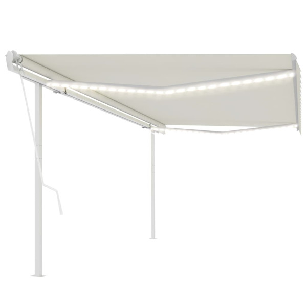 Toldo automático con LED y sensor de viento crema 5x3 m D