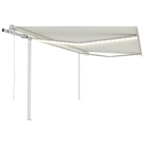 Toldo automático con LED y sensor de viento crema 4x3.5 m D