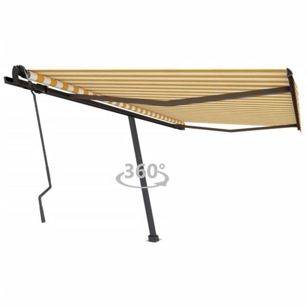 Toldo de pé manual retrátil amarelo e branco 450x350 cm D