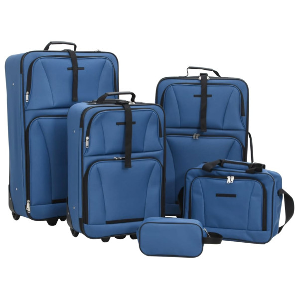 Juego de maletas de viaje de 5 piezas tela azul D