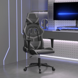 Silla gaming de masaje cuero sintético negro y gris D