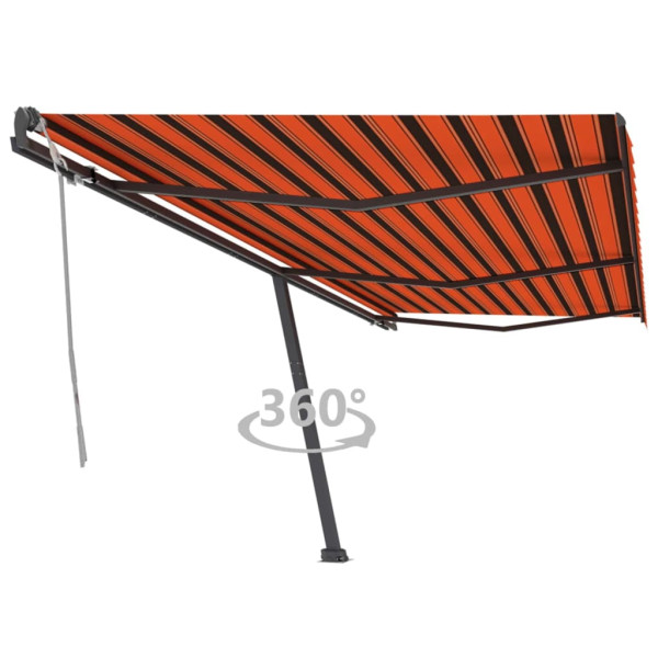 Toldo de pé manual retrátil laranja e marrom 600x300 cm D