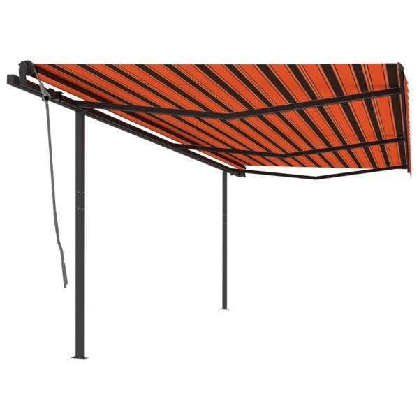 Toldo manual retrátil com postes laranja e marrom 6x3 m D