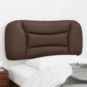 Cabeça de cama acolchada de couro sintético marrom 80 cm D