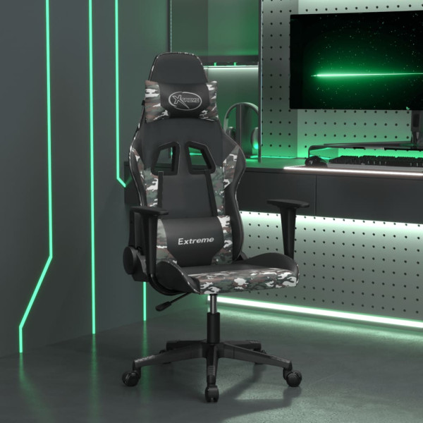 Silla gaming de masaje cuero sintético negro y camuflaje D