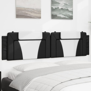 Cabeça de cama acolchada de couro sintético preto branco 200 cm D