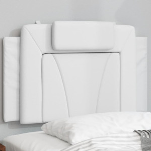 Cabeça de cama acolchada de couro sintético branco de 80 cm D