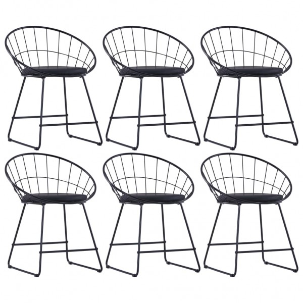 Sillas de comedor asientos de cuero sintético 6 uds acero negro D