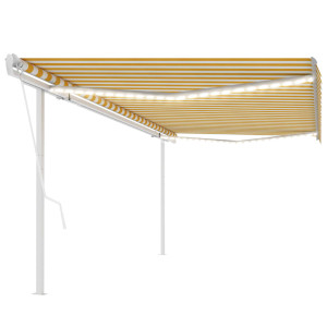 Toldo automático LED y sensor de viento amarillo blanco 5x3 m D