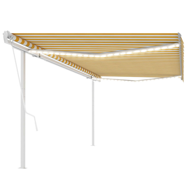 Toldo automático LED y sensor de viento amarillo blanco 5x3 m D