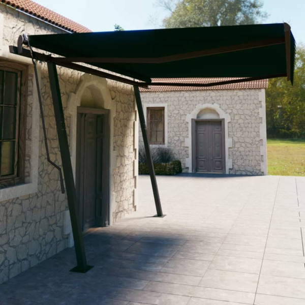 Toldo retrátil manual com postes cinza antracite 4,5x3 m D