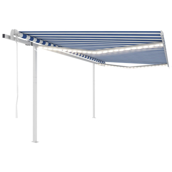 Toldo automático con LED y sensor de viento azul blanco 4x3 m D