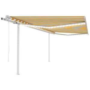 Toldo automático LED sensor de viento amarillo y blanco 4x3.5 m D