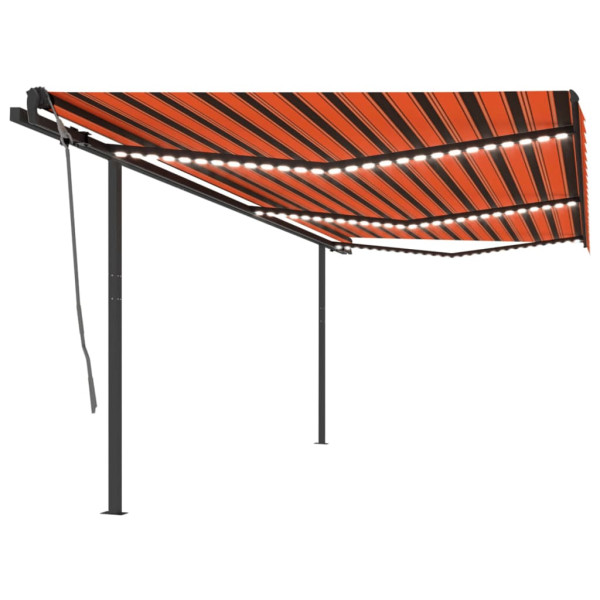 Toldo manual retrátil com LED laranja e marrom 6x3 m D