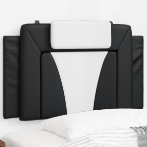 Cabeça de cama acolchada de couro sintético preto e branco 90 cm D