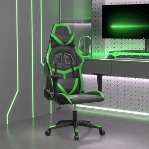 Silla gaming de masaje cuero sintético negro y verde D